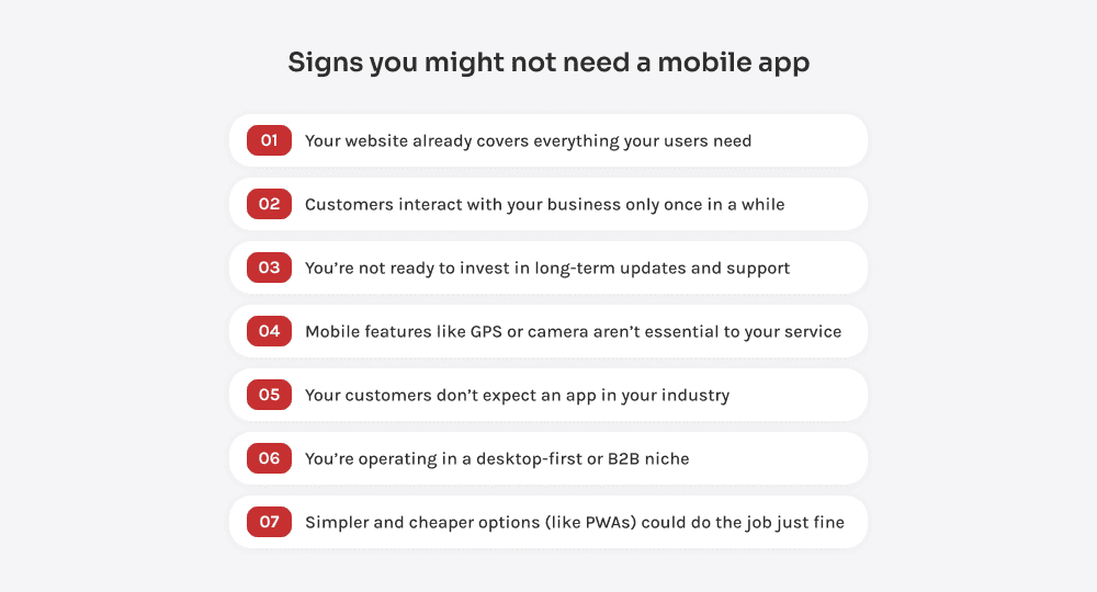 7 signs your business doesn't need a mobile app
