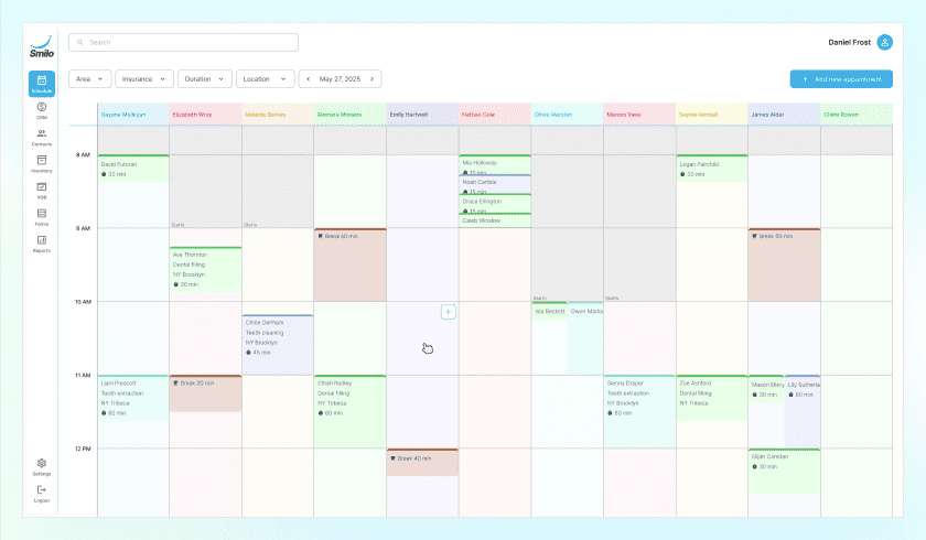 Scheduling and calendar features of a practice management system