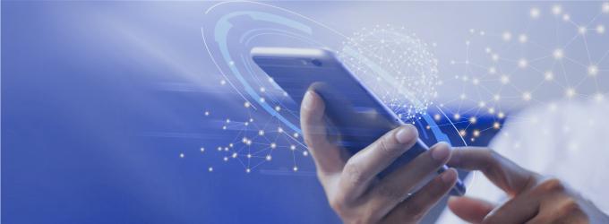 IT professional testing mobile app speed and connectivity using digital network overlays on a smartphone