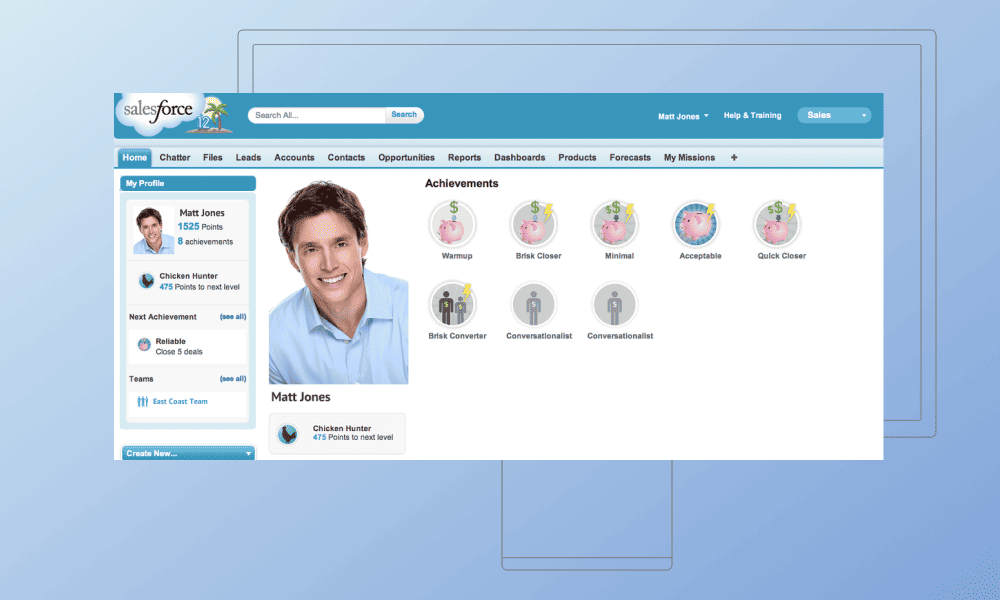 Salesforce’s “Big Game Hunter” productivity tracker for performance management gamification