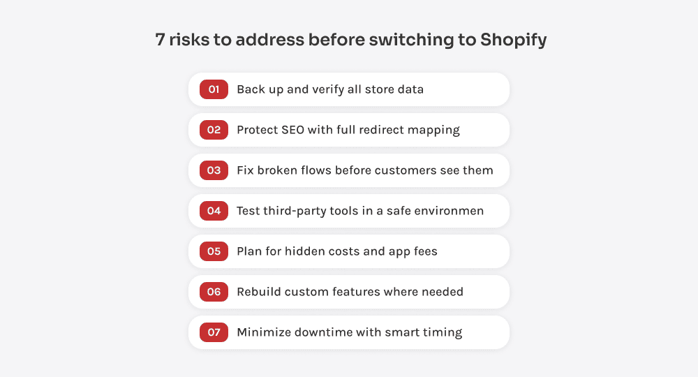 7 risks to handle before migrating to Shopify