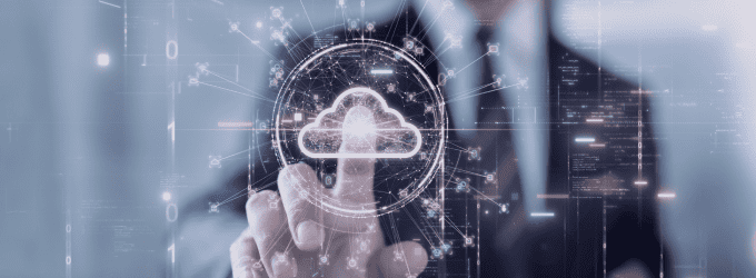 Business leader initiating secure cloud access for global connectivity and innovation