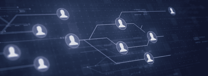 Centralized identity management network connects employees to essential systems and data resources.