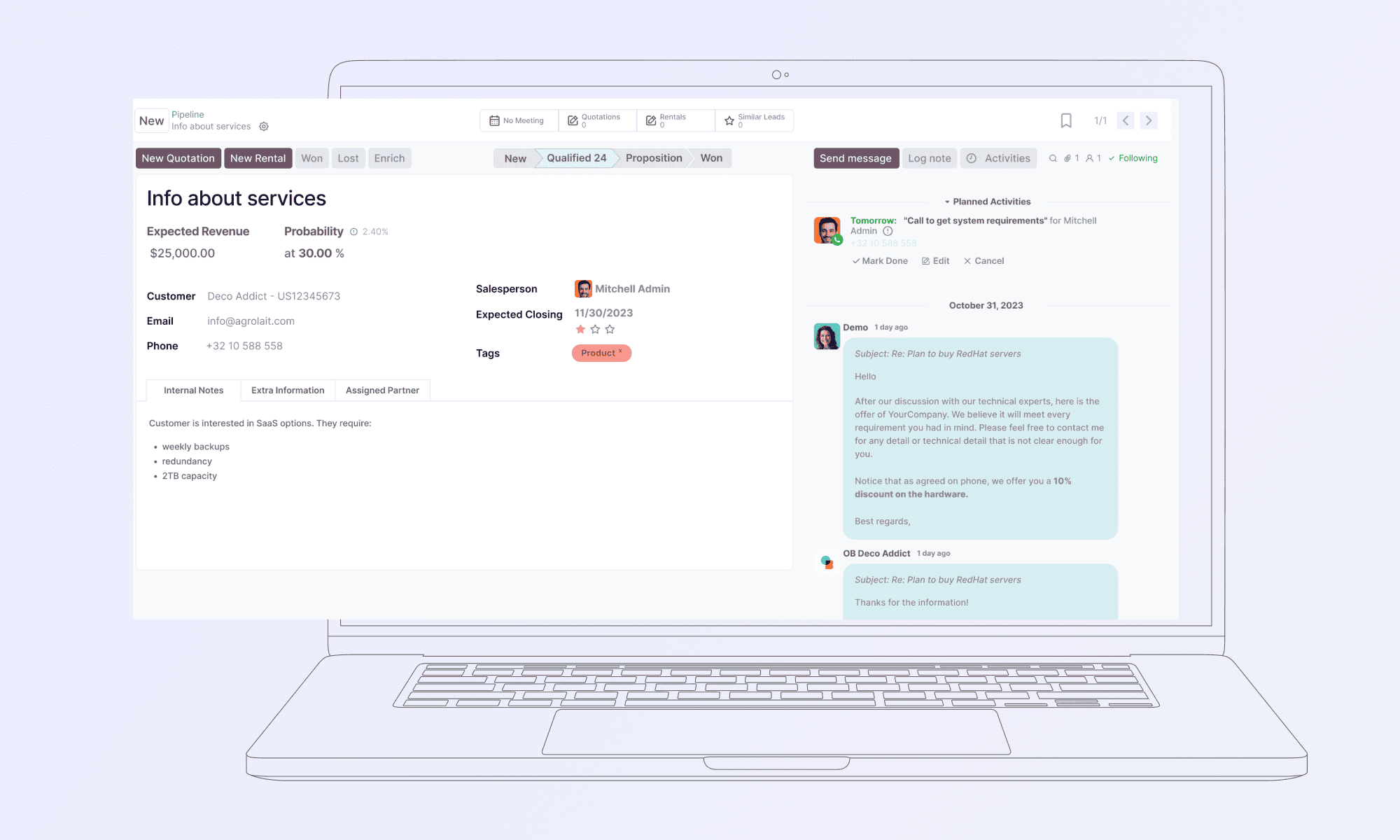 Odoo CRM for ecommerce