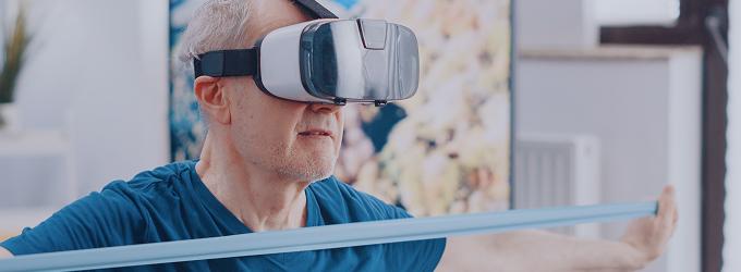 VR-based recovery session for mobility and cognitive training in healthcare facility