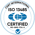 ISO 13485 logo.
