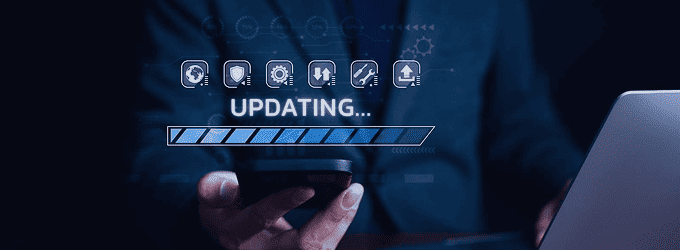 Network engineer manages update deployment, verifying component installations on mobile UI.