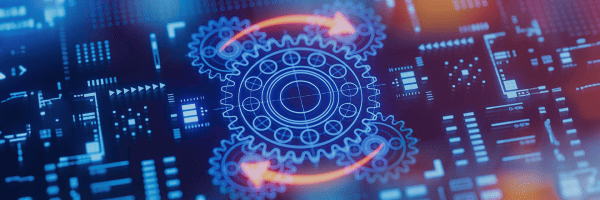 Data engineer interacts with a visual dashboard to orchestrate real-time data synchronization across systems.
