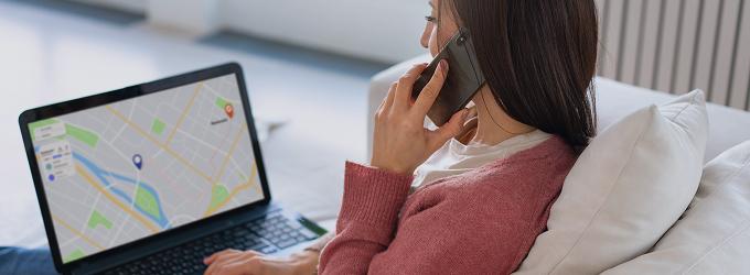 Online map with marked locations and route directions