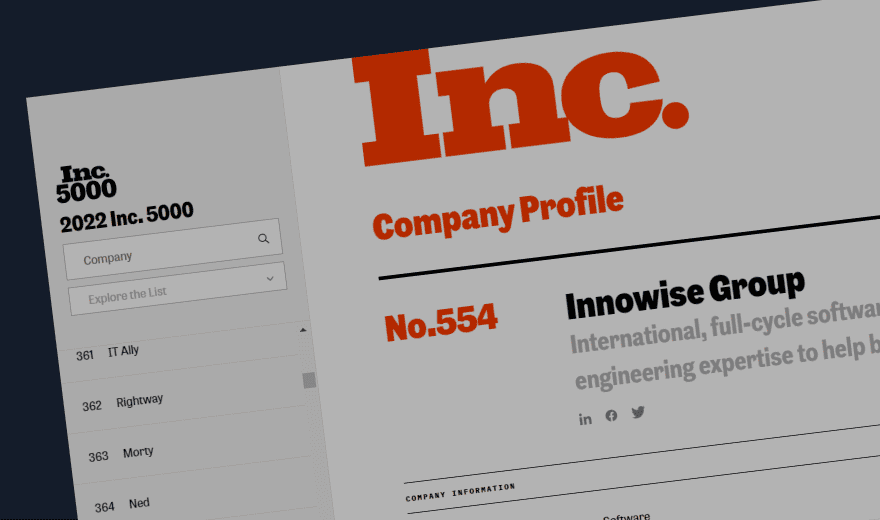 Innowise debuts at No. 554 on the 2022 Inc. 5000 annual list