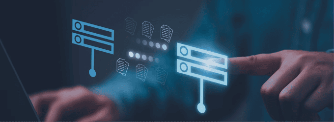 Data engineer interacts with a visual dashboard to orchestrate real-time data synchronization across systems.
