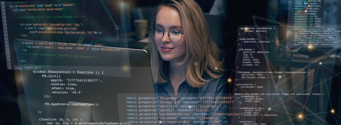 A developer writing code and visualizing data flows for a complex software project