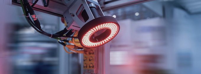 Quality control engineers use a machine vision sensor to detect defects on fast-moving components.